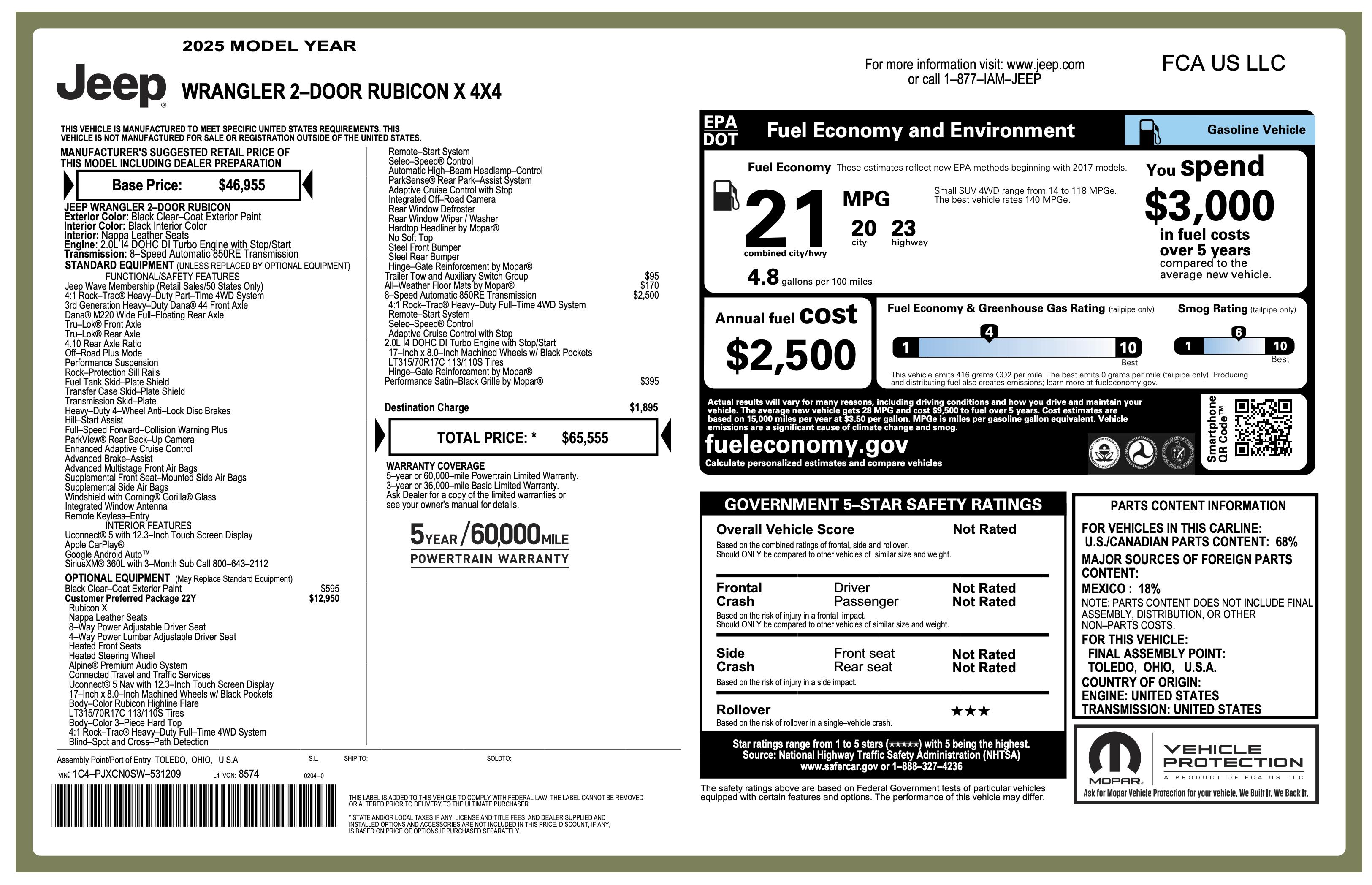 jeep wrangler 2-door 2025 1C4PJXCN0SW531209 image jeep wrangler 2-door 2025 1C4PJXCN0SW531209 image